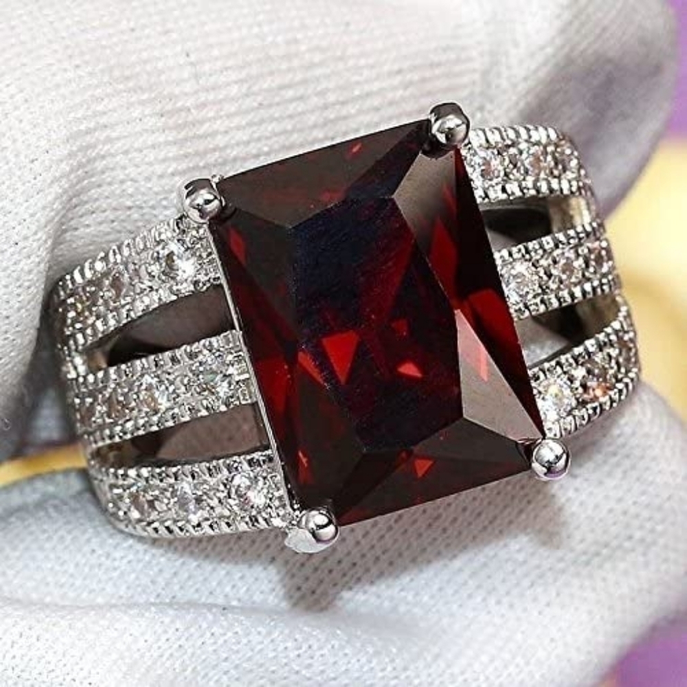 Women fashion jewelry 925 silver Ruby ring